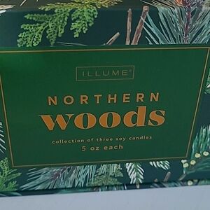 SET OF 3 Candles by ILLUME NORTHERN WOODS  NEW IN BOX